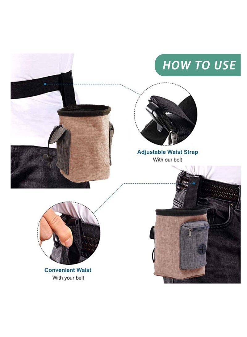 حقيبة تدريب مكافآت الكلاب، حقيبة مكافآت الكلاب المحمولة مع حزام قابل للتعديل، مساعدات تدريب وسلوك الكلاب، حقيبة مكافآت الكلاب للتدريب، المشي في الهواء الطلق (بني) - Image 4